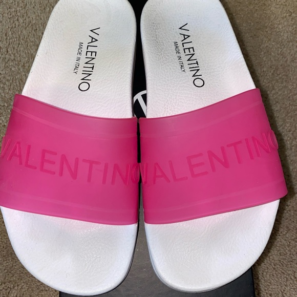 Valentino | Shoes | Valentino Pinkwhite Slides | Poshmark